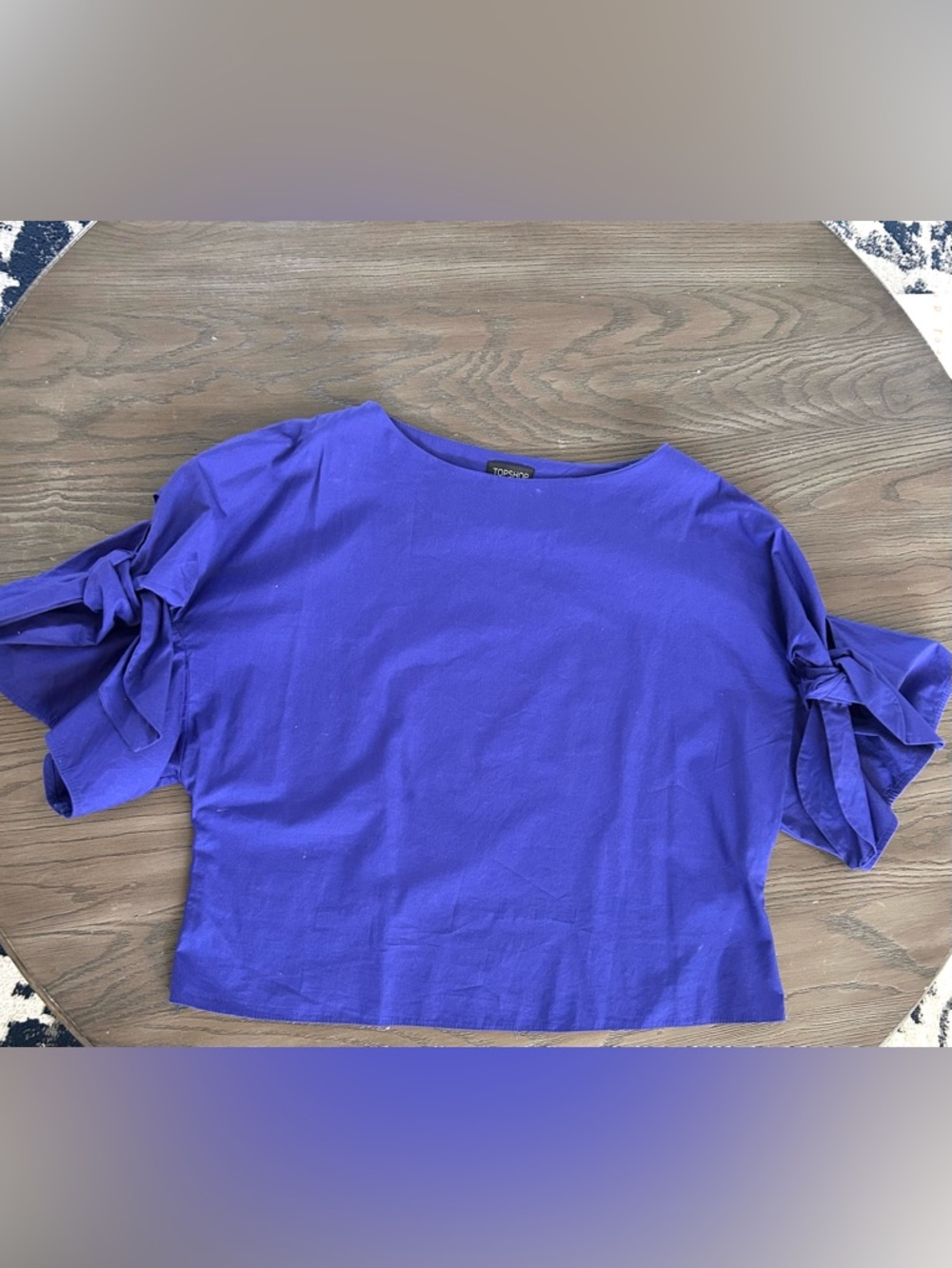 Topshop Women's Cobalt Blue Short Sleeve Crewneck Tee